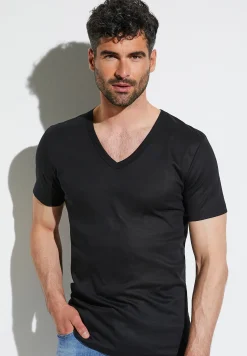 Business Class|T-Shirts-Zimmerli Business ClassT-Shirt à manches courtes col en V - black