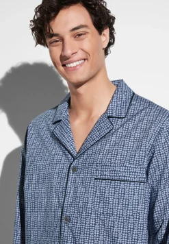 Pyjamas-Zimmerli Cotton Poplin PrintPyjama longues - mini geo batic