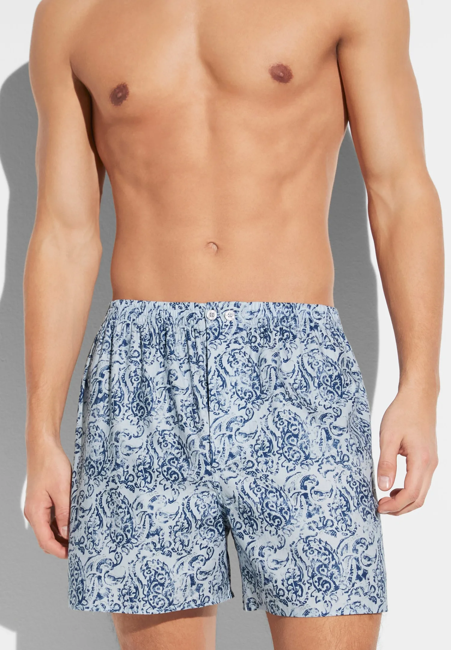 Boxershorts|Boxers-Zimmerli Cotton Sateen PrintBoxer Shorts - paisley blue