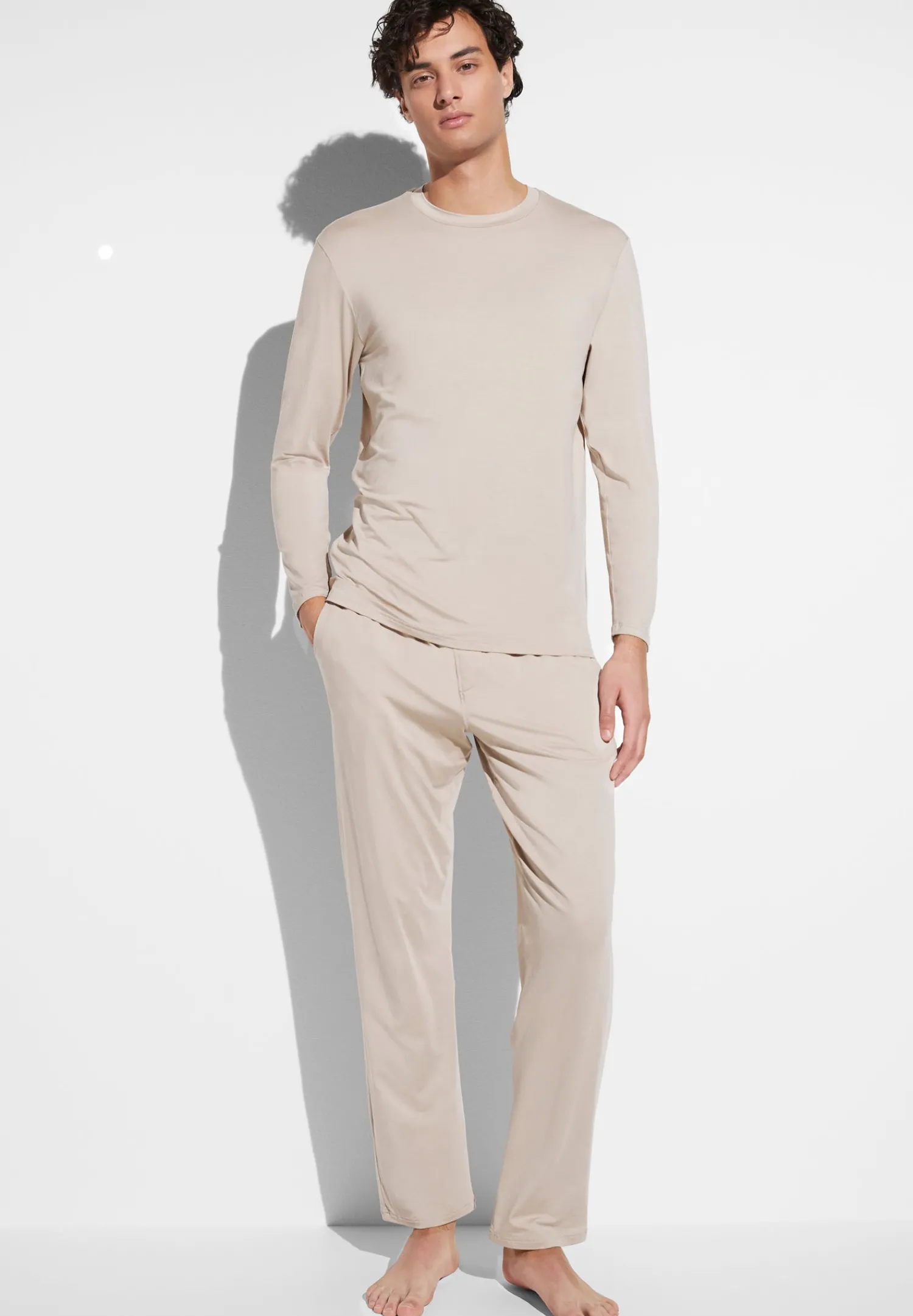 Pyjamas-Zimmerli Cozy ComfortPyjama longues - travertin