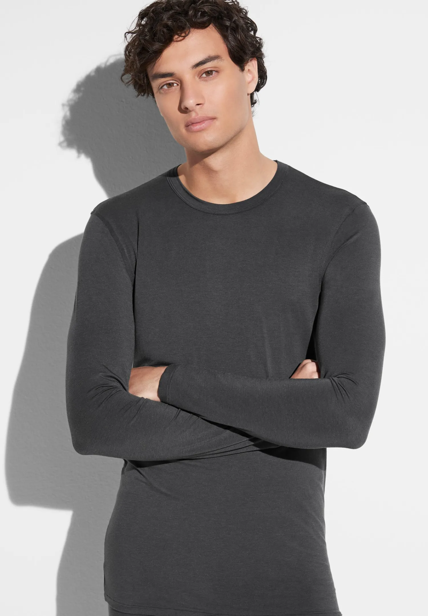 T-Shirts Manches Longues|T-Shirts-Zimmerli Cozy ComfortT-Shirt à manches longues - raven
