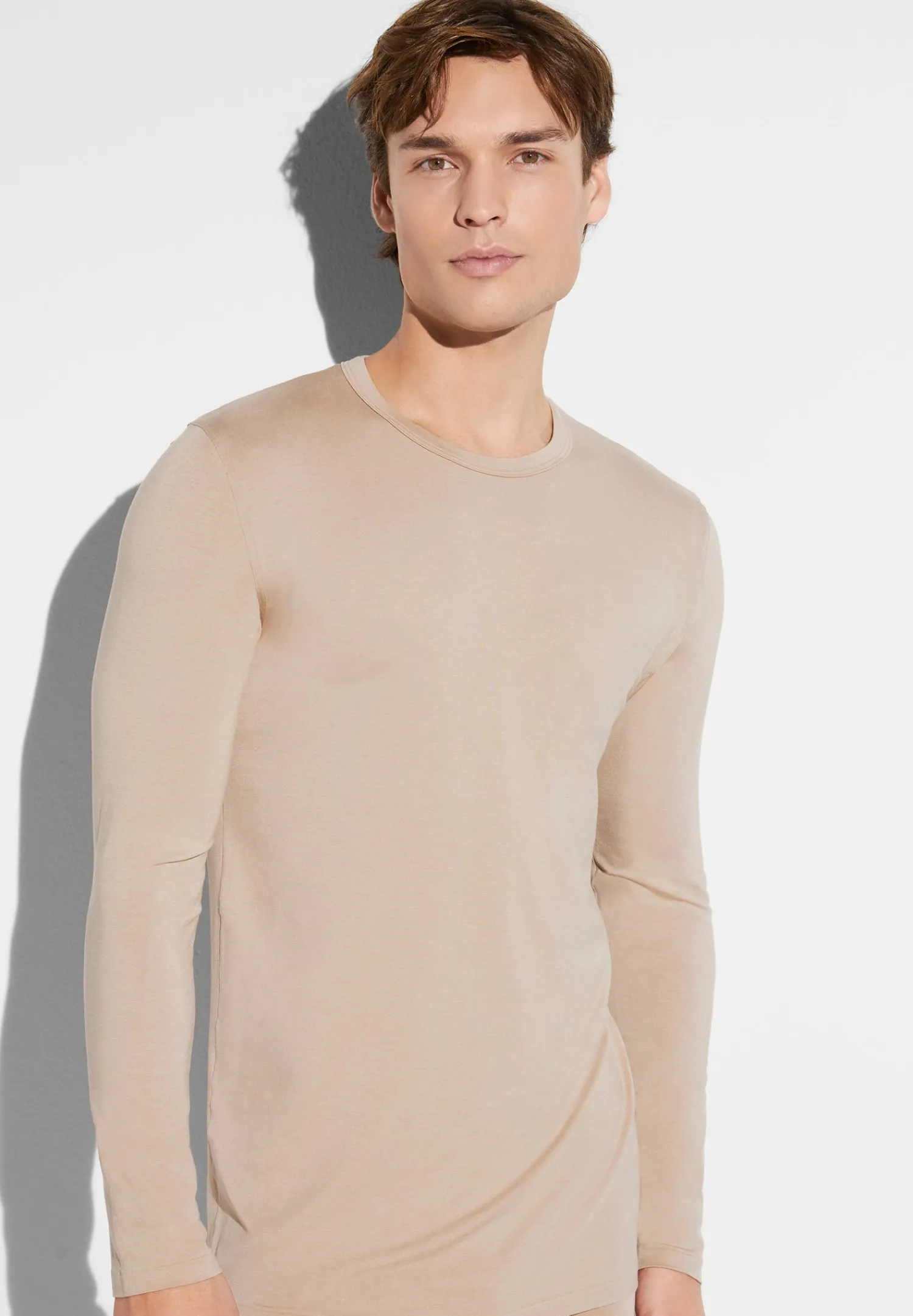 T-Shirts Manches Longues|T-Shirts-Zimmerli Cozy ComfortT-Shirt à manches longues - travertin