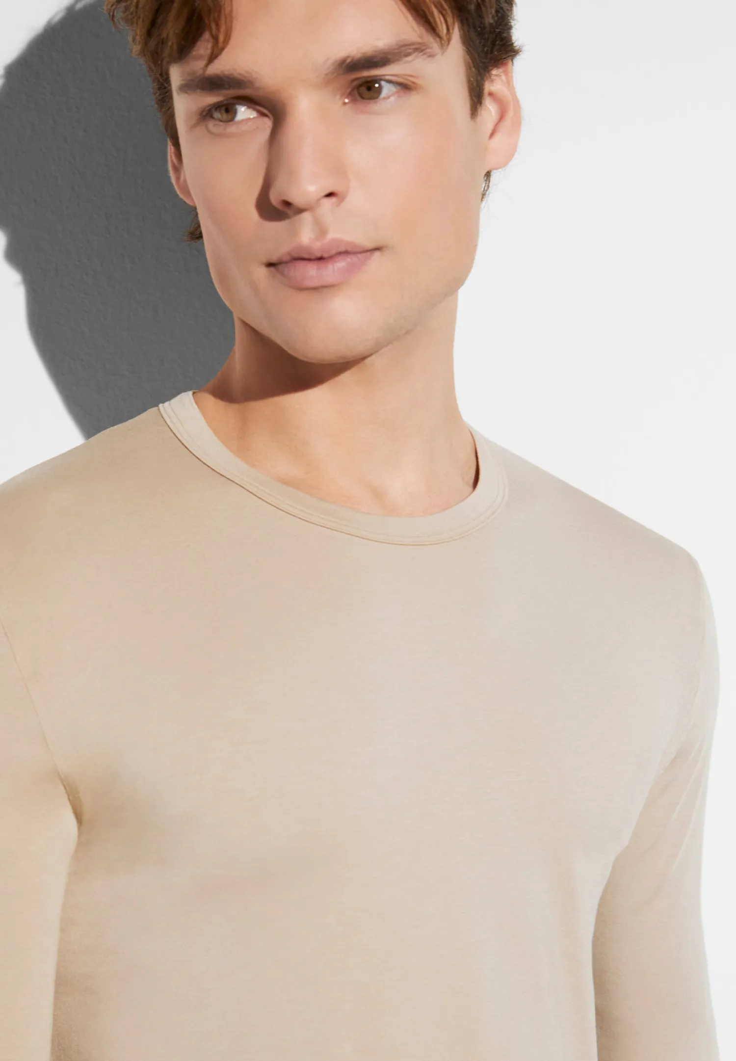 T-Shirts Manches Longues|T-Shirts-Zimmerli Cozy ComfortT-Shirt à manches longues - travertin