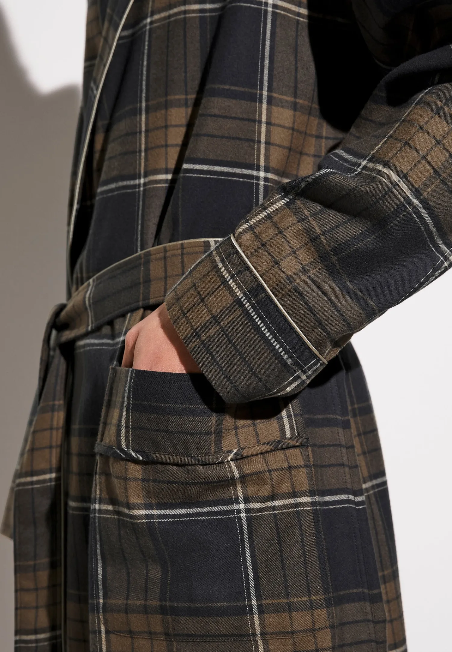 Peignoirs-Zimmerli Cozy FlannelMorgenmantel lang - navy check