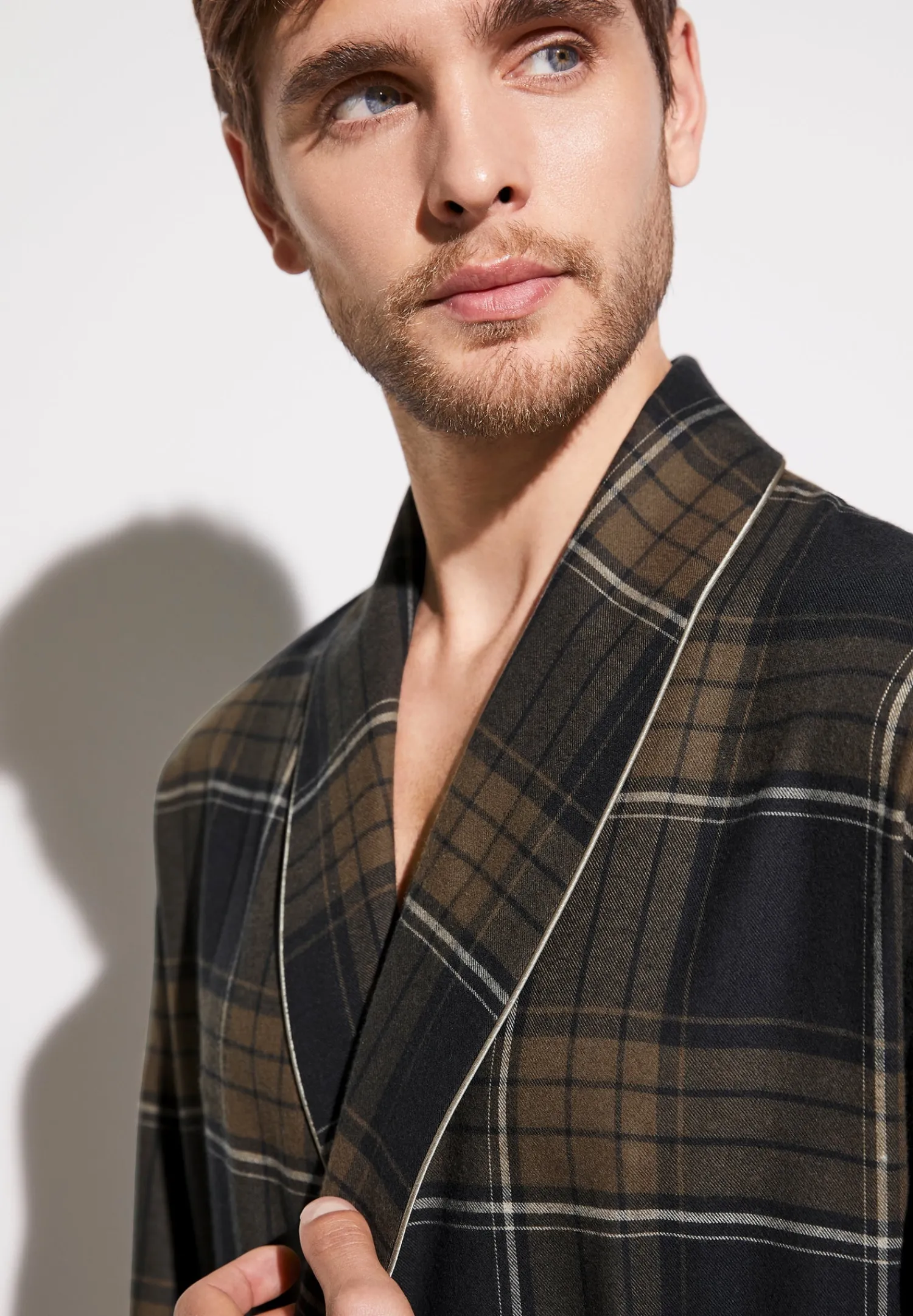 Peignoirs-Zimmerli Cozy FlannelMorgenmantel lang - navy check