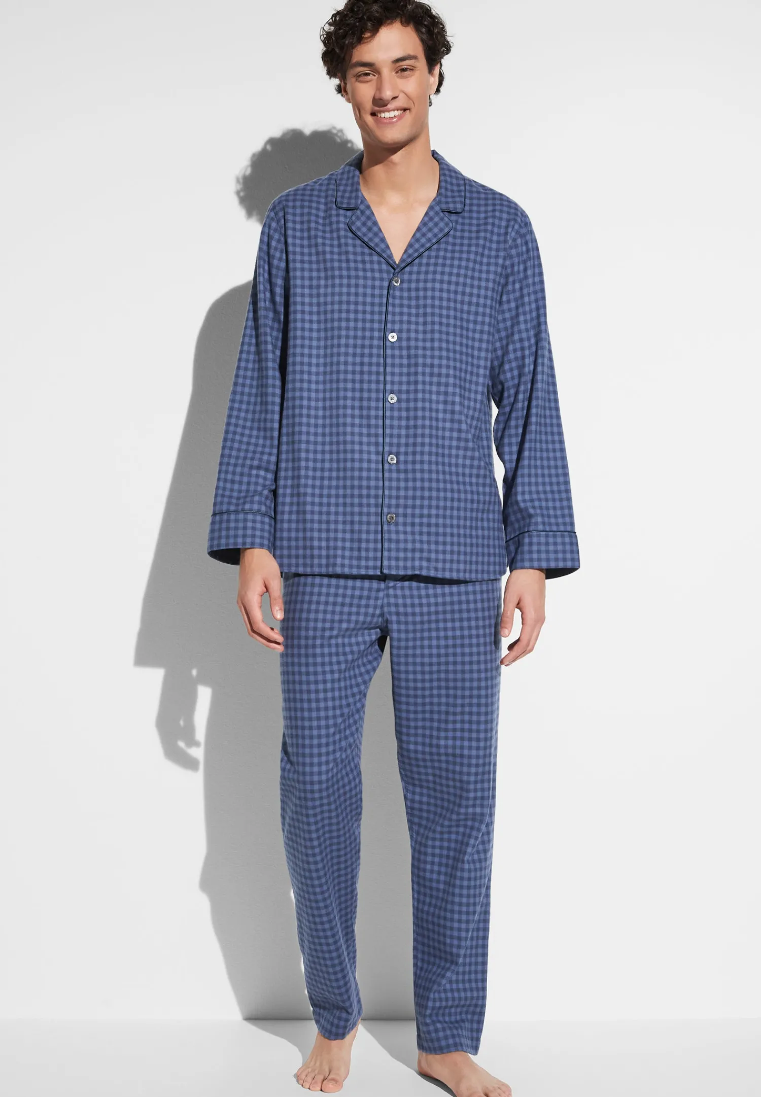 Pyjamas-Zimmerli Cozy FlannelPyjama longues - blue check