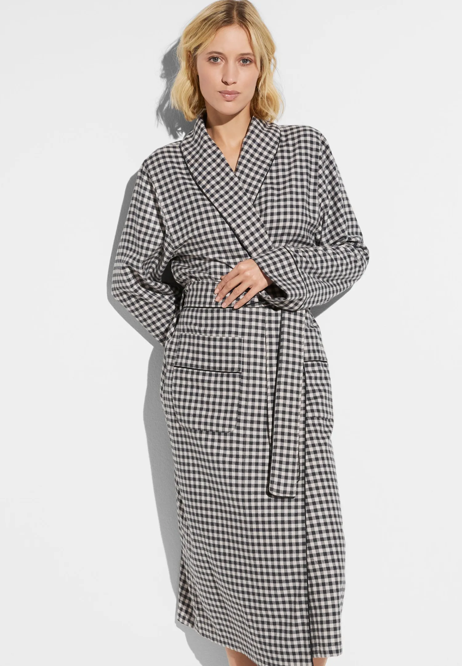 Peignoirs-Zimmerli Cozy FlannelRobe de chambre longue - oat check