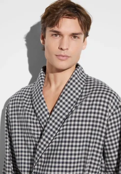Peignoirs-Zimmerli Cozy FlannelRobe de chambre longue - oat check