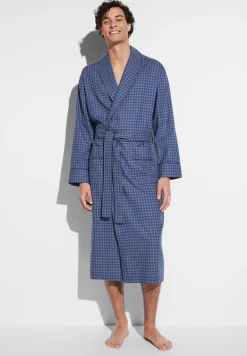 Peignoirs-Zimmerli Cozy FlannelRobe de chambre longue - blue check