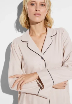 T-Shirts À Manches Longues|Chemises De Nuit-Zimmerli Cozy FlannelTee-shirt de nuit manches longues - oat