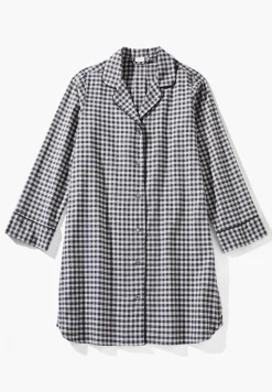 T-Shirts À Manches Longues|Chemises De Nuit-Zimmerli Cozy FlannelTee-shirt de nuit manches longues - oat check