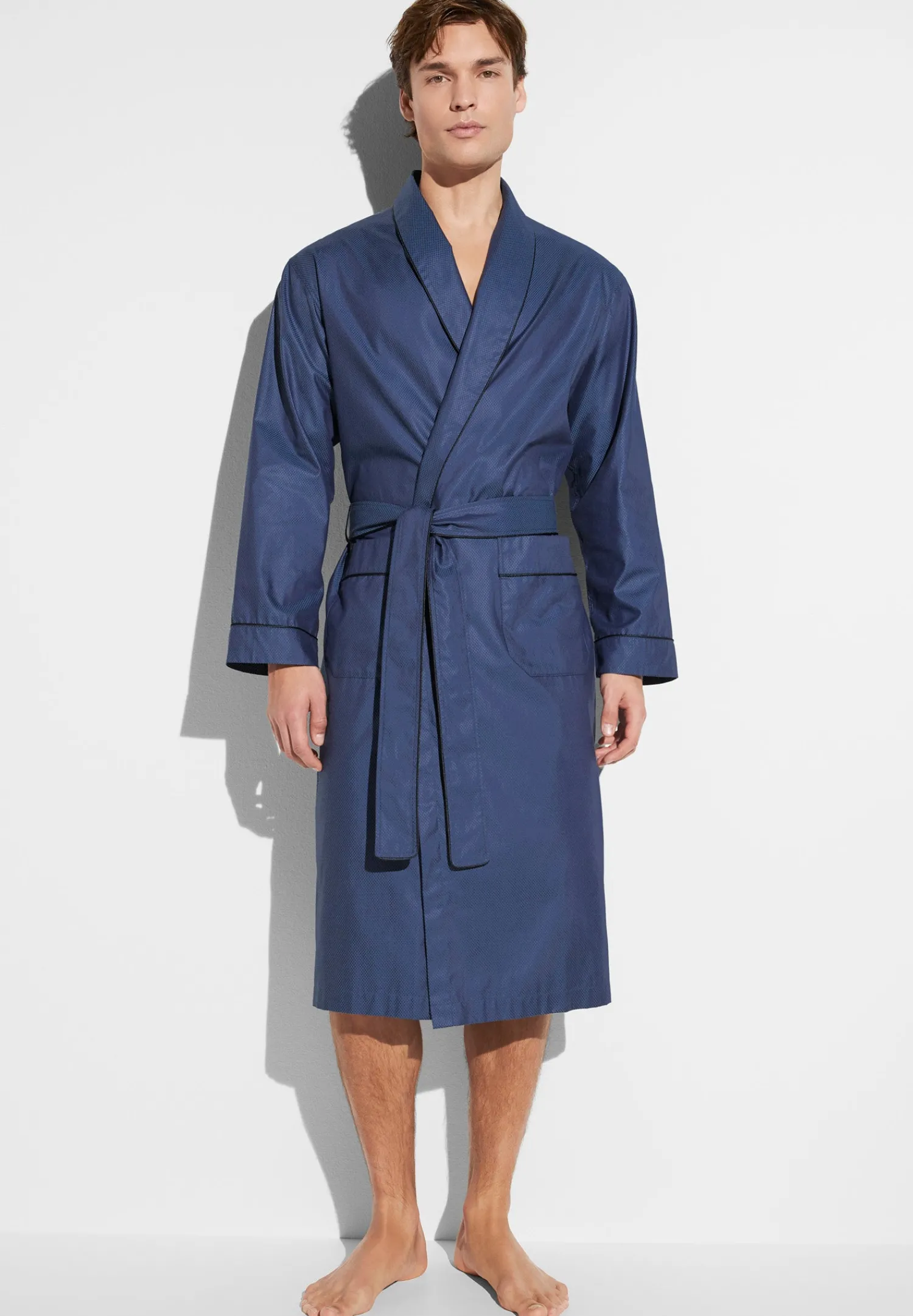 Peignoirs-Zimmerli Luxury JacquardMorgenmantel lang - dark blue