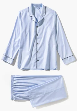 Pyjamas-Zimmerli Luxury JacquardPyjama longues - light blue