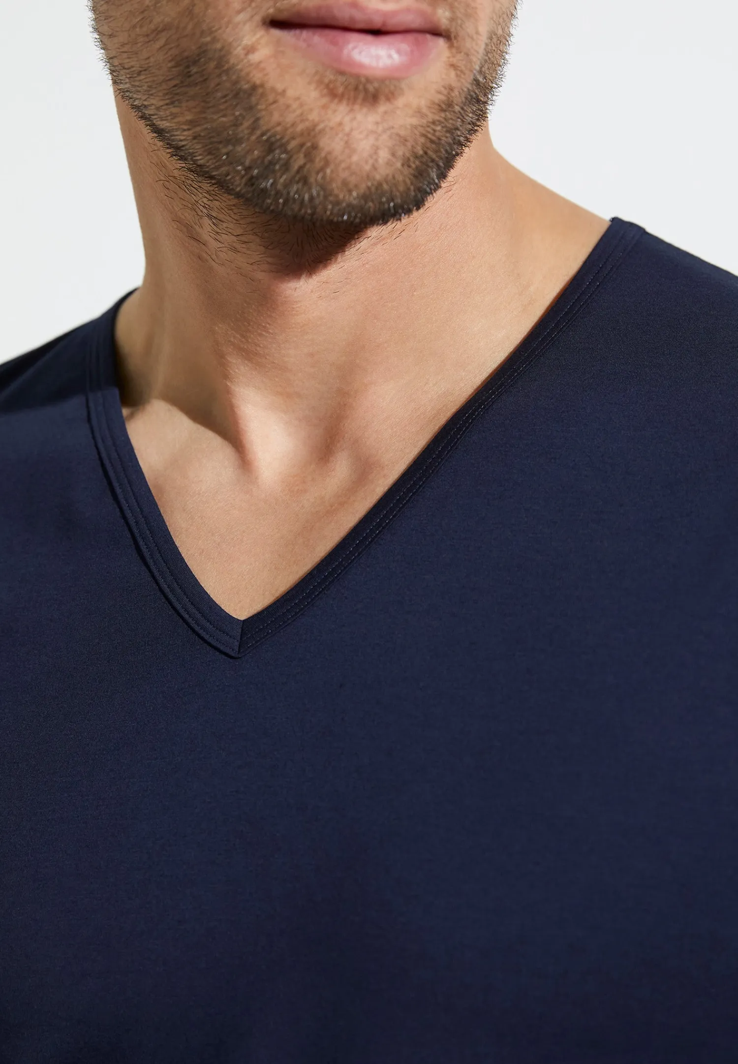Pure Comfort|T-Shirts-Zimmerli Pure ComfortT-Shirt à manches courtes col en V - navy