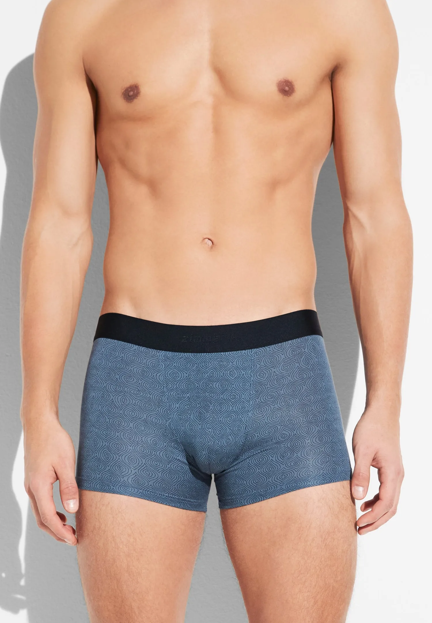 Caleçons Et Boxer Briefs-Zimmerli Pureness PrintBoxer Trunk - linear geo blue