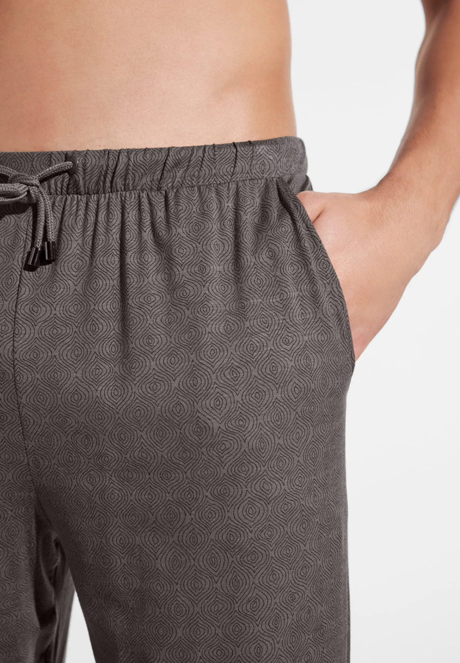 Pantalons|Pantalons-Zimmerli Pureness PrintPantalon - linear geo brown