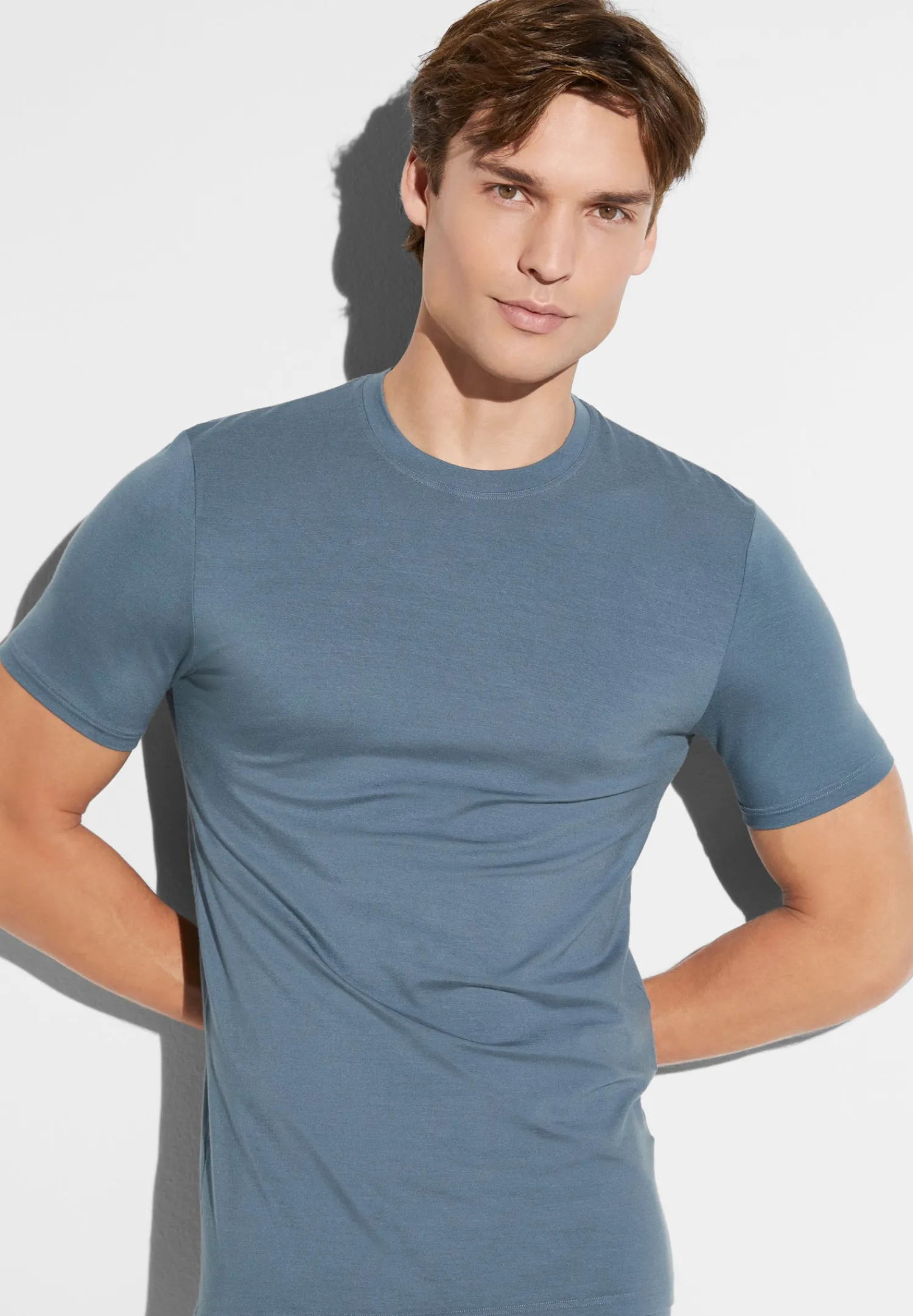 Pureness|T-Shirts-Zimmerli PurenessT-Shirt à manches courtes - blue slate
