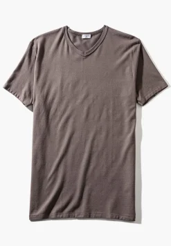 Pureness|T-Shirts-Zimmerli PurenessT-Shirt à manches courtes col en V - maple wood