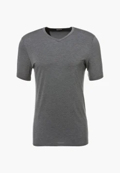 Pureness|T-Shirts-Zimmerli PurenessT-Shirt à manches courtes col en V - grey mélange