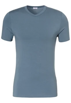 Pureness|T-Shirts-Zimmerli PurenessT-Shirt à manches courtes col en V - blue slate