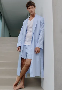 Peignoirs-Zimmerli Sea Island WovenRobe de chambre longue - blue