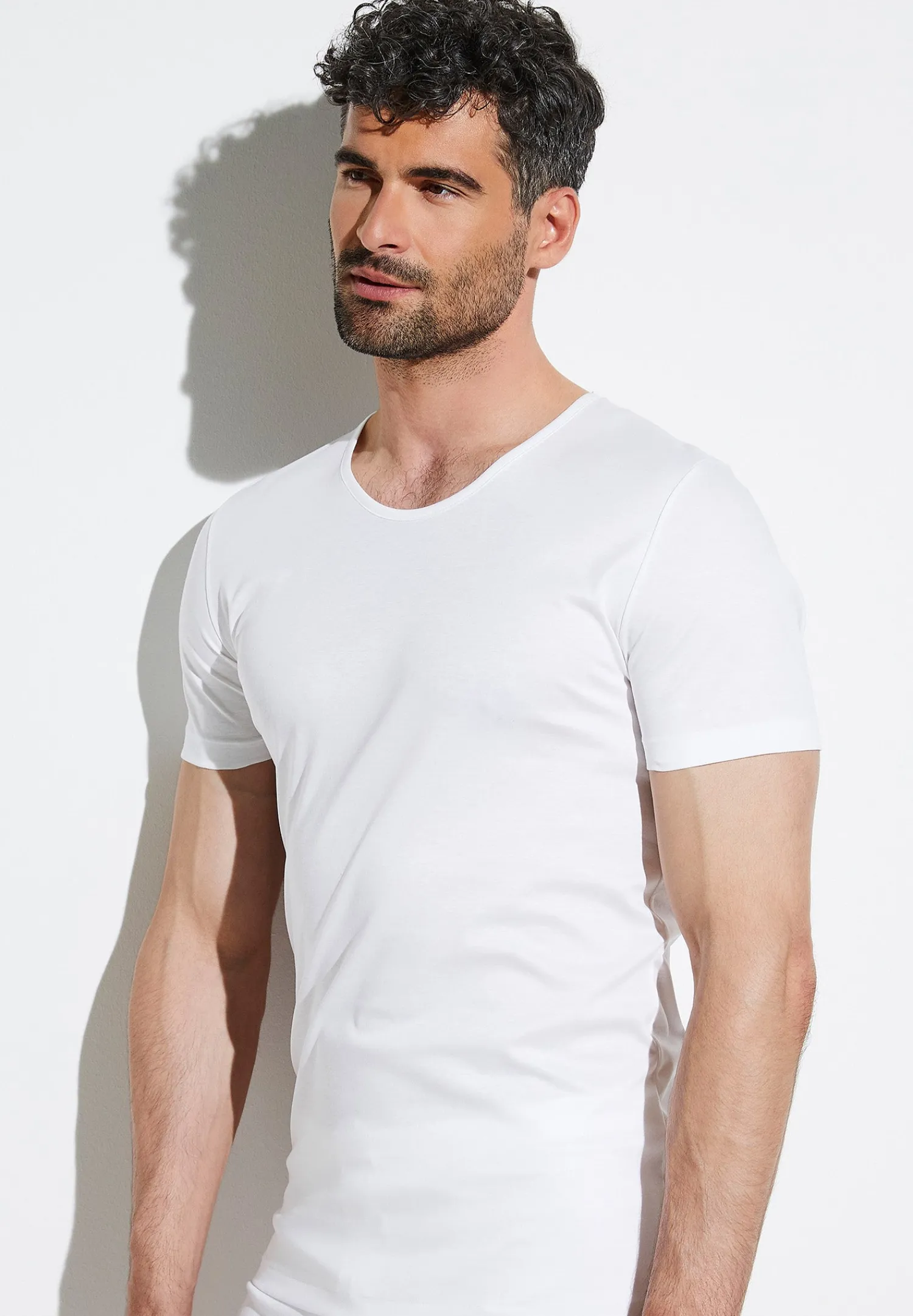 Sea Island|T-Shirts-Zimmerli Sea IslandT-Shirt à manches courtes, col rond fin - blanc