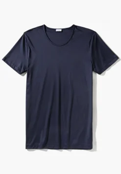 Sea Island|T-Shirts-Zimmerli Sea IslandT-Shirt à manches courtes, col rond fin - navy