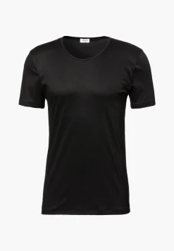 Sea Island|T-Shirts-Zimmerli Sea IslandT-Shirt à manches courtes, col rond fin - noir
