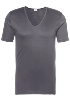 Sea Island|T-Shirts-Zimmerli Sea IslandT-Shirt à manches courtes col en V - dark grey