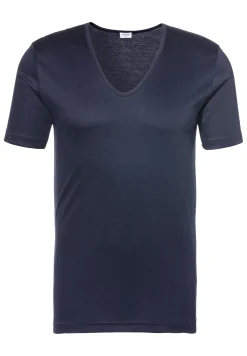 Sea Island|T-Shirts-Zimmerli Sea IslandT-Shirt à manches courtes col en V - navy