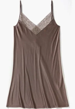 Chemises De Nuit-Zimmerli Silk DreamsChemise de nuit bretelles spaghetti - olive brown