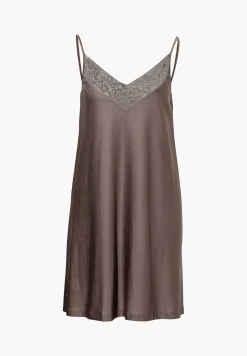 Chemises De Nuit-Zimmerli Silk DreamsChemise de nuit bretelles spaghetti - olive brown