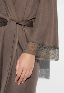 Peignoirs-Zimmerli Silk DreamsRobe de chambre courte - olive brown