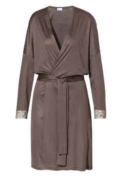 Peignoirs-Zimmerli Silk DreamsRobe de chambre courte - olive brown