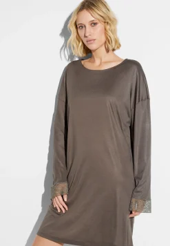 T-Shirts À Manches Longues|Chemises De Nuit-Zimmerli Silk DreamsTee-shirt de nuit manches longues - olive brown