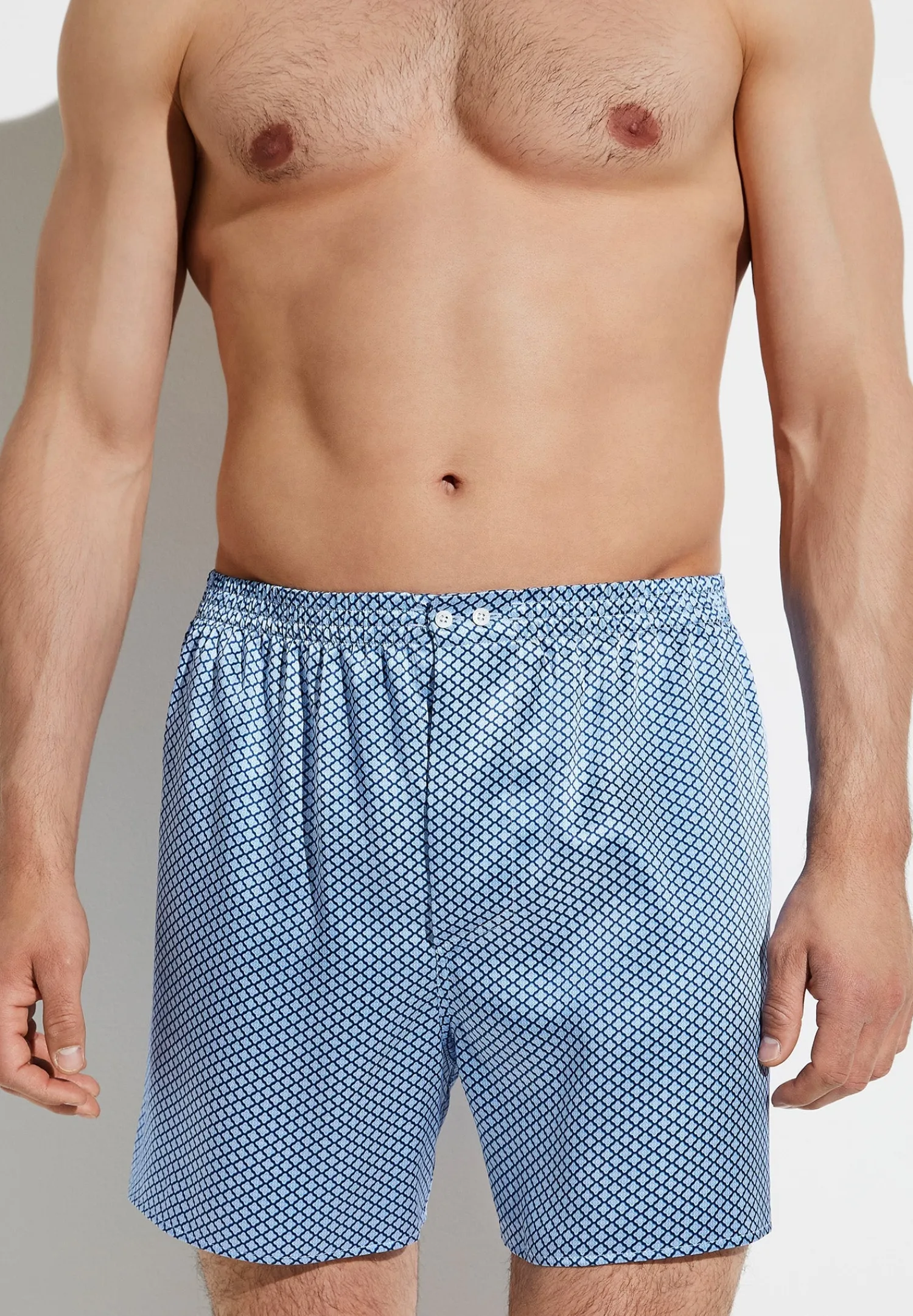 Silk Nightwear|Boxershorts-Zimmerli Silk NightwearBoxer Shorts - fant. Blue