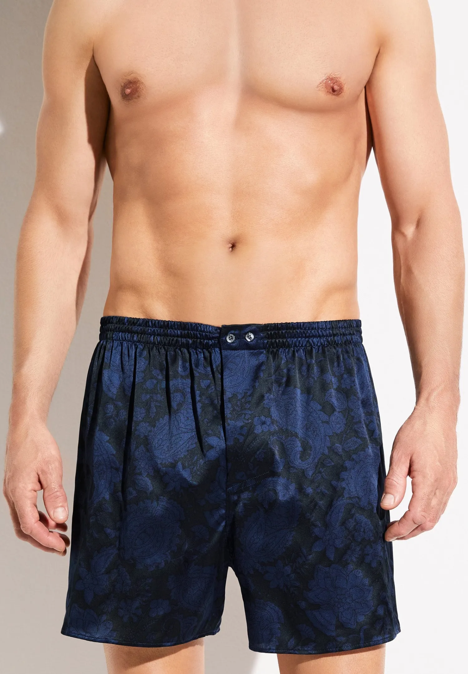 Silk Nightwear|Boxershorts-Zimmerli Silk NightwearBoxer Shorts - paisley dark blue