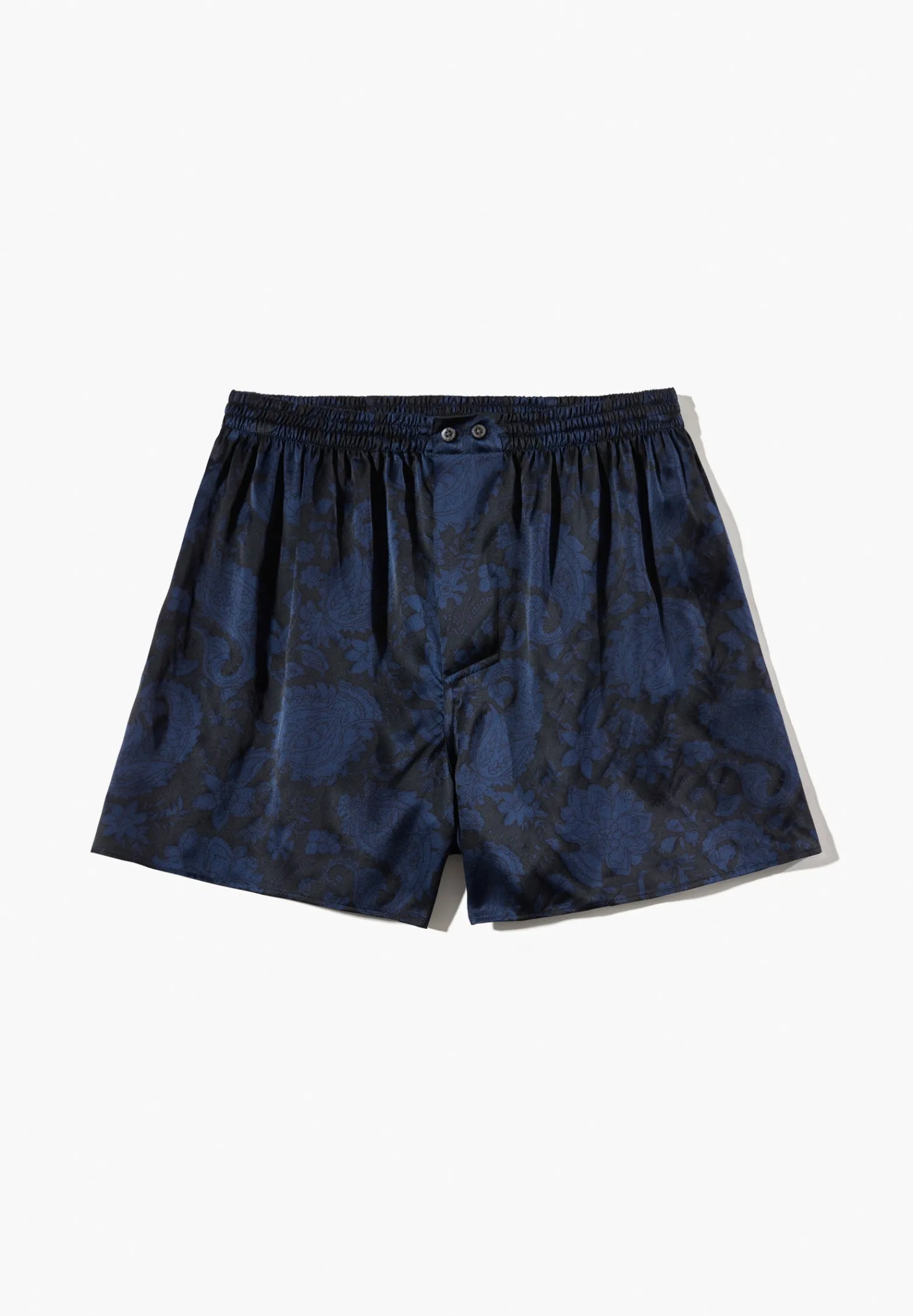 Silk Nightwear|Boxershorts-Zimmerli Silk NightwearBoxer Shorts - paisley dark blue