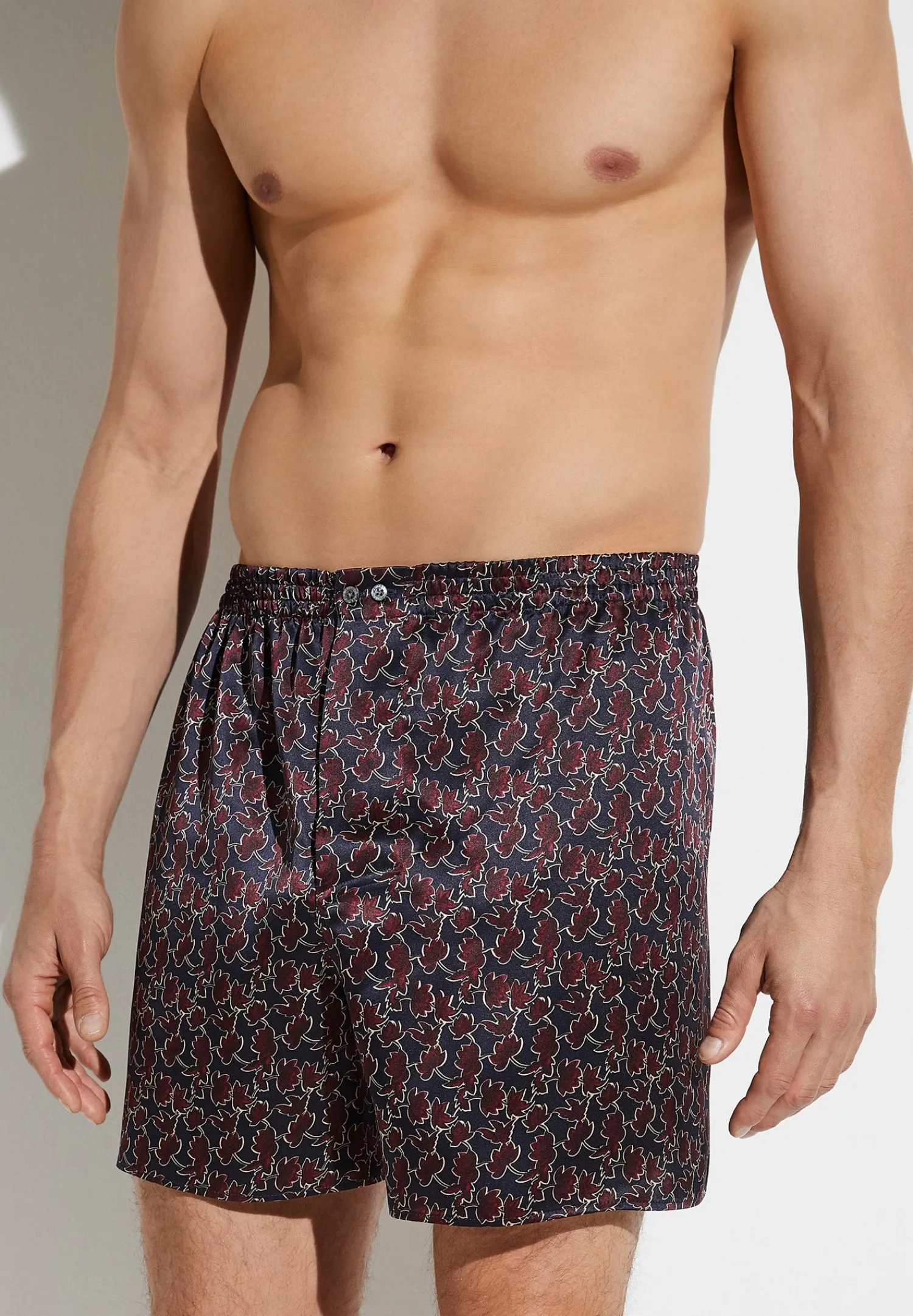 Silk Nightwear|Boxershorts-Zimmerli Silk NightwearBoxer Shorts - leaves