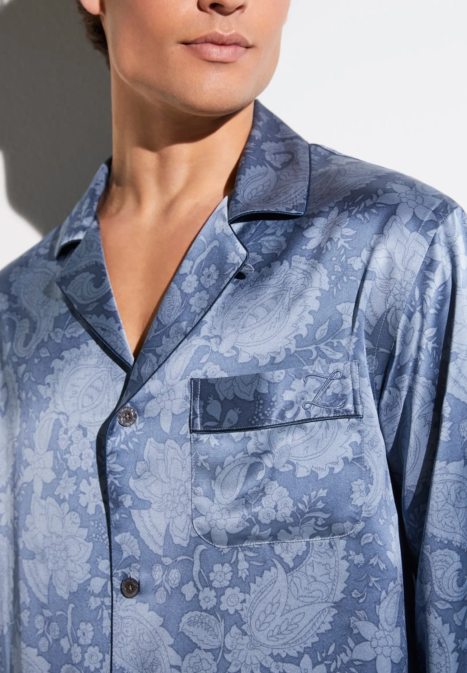 Silk Nightwear|Pyjamas-Zimmerli Silk NightwearPyjama longues - paisley blue