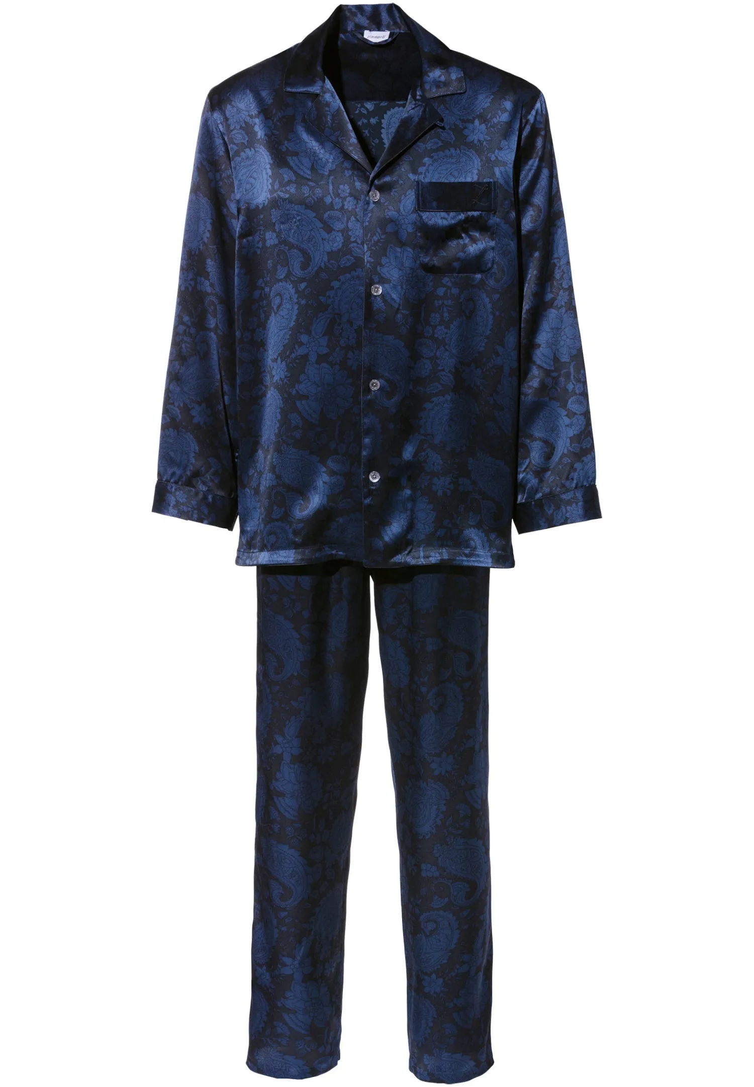 Silk Nightwear|Pyjamas-Zimmerli Silk NightwearPyjama longues - paisley dark blue