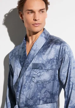 Silk Nightwear|Peignoirs-Zimmerli Silk NightwearRobe de chambre longue - paisley blue