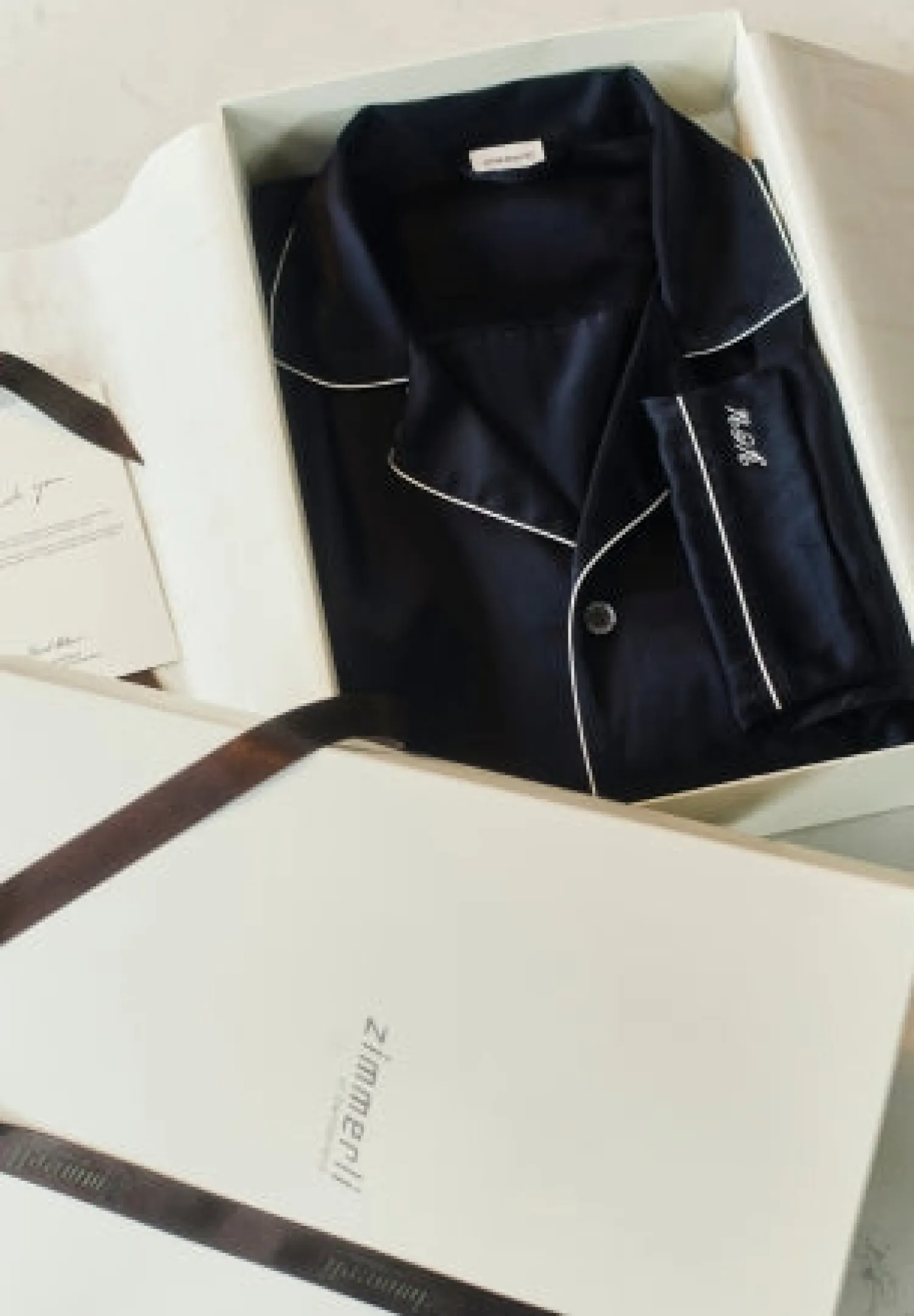 Silk Nightwear|Peignoirs-Zimmerli Silk NightwearRobe de chambre longue - navy