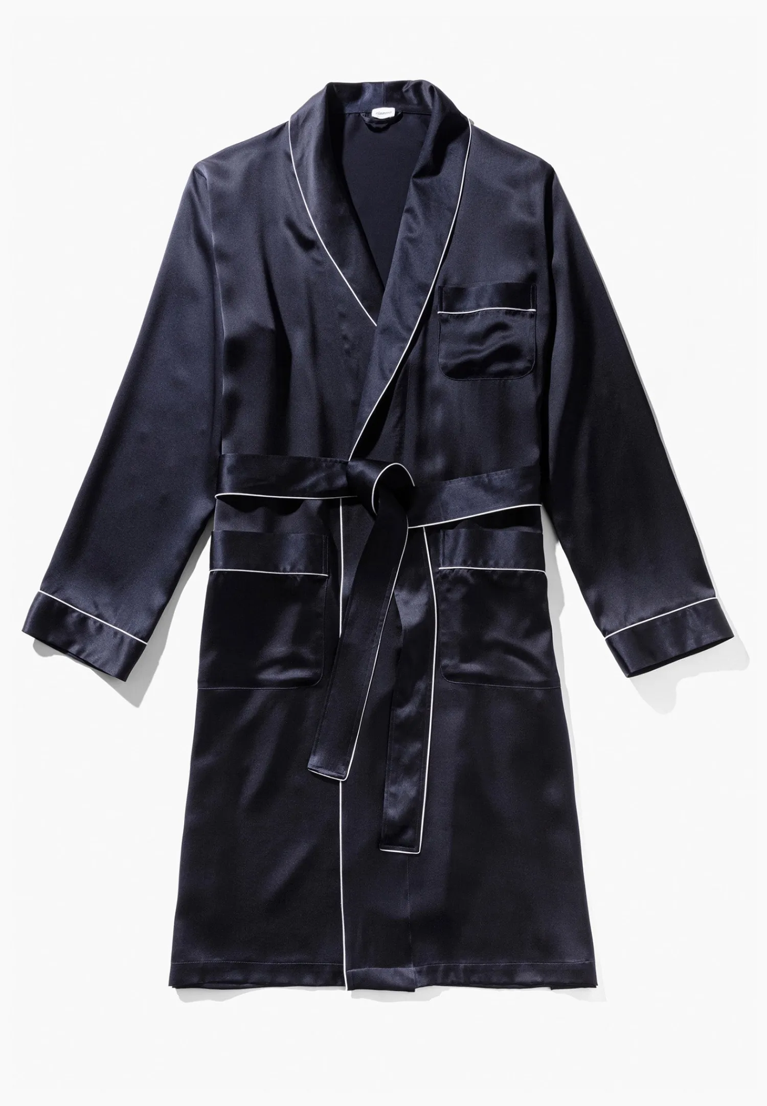 Silk Nightwear|Peignoirs-Zimmerli Silk NightwearRobe de chambre longue - navy