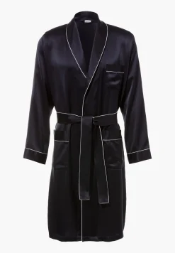 Silk Nightwear|Peignoirs-Zimmerli Silk NightwearRobe de chambre longue - navy