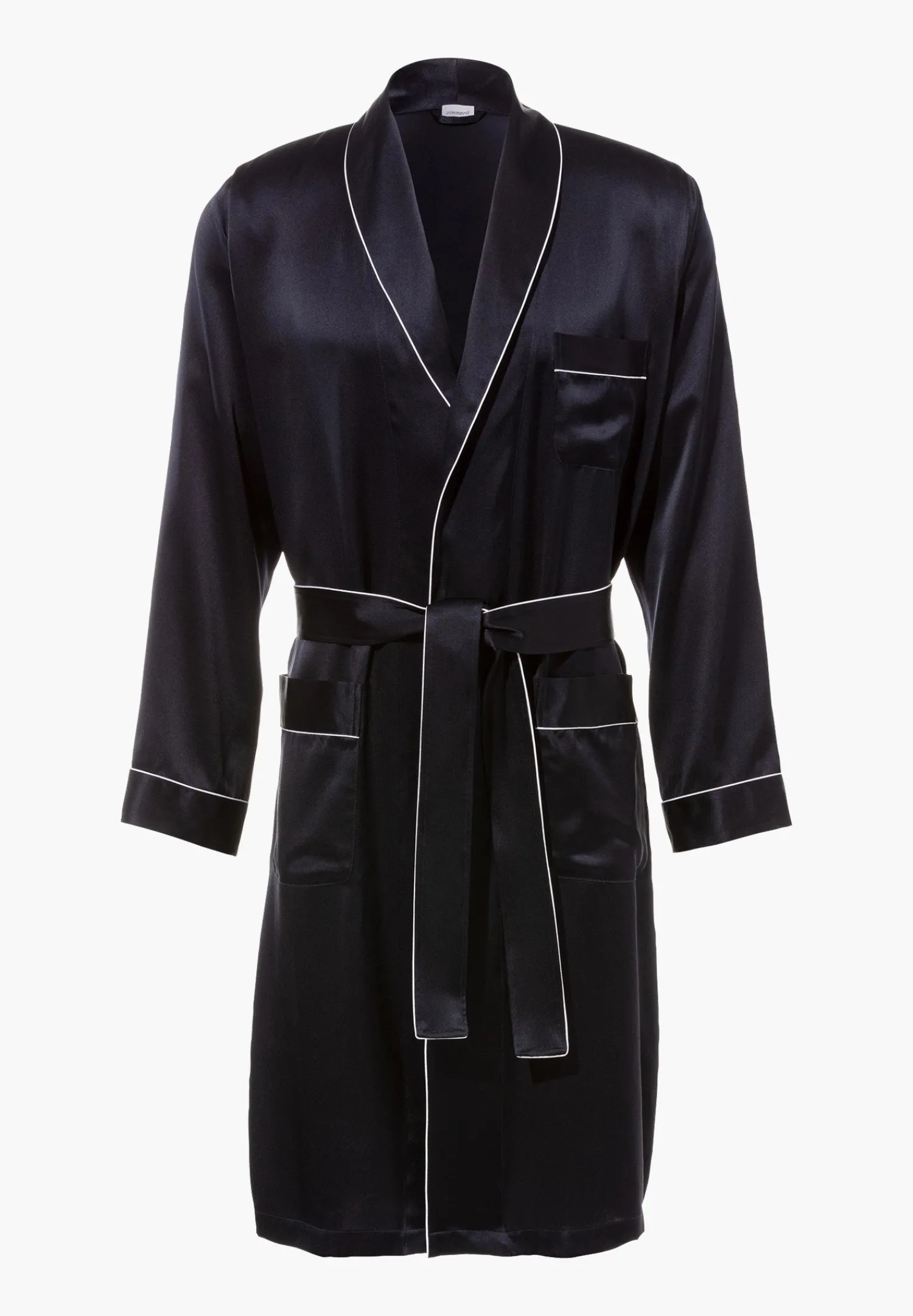 Silk Nightwear|Peignoirs-Zimmerli Silk NightwearRobe de chambre longue - navy