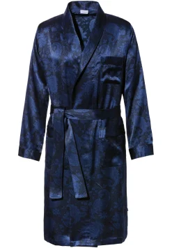 Silk Nightwear|Peignoirs-Zimmerli Silk NightwearRobe de chambre longue - paisley dark blue