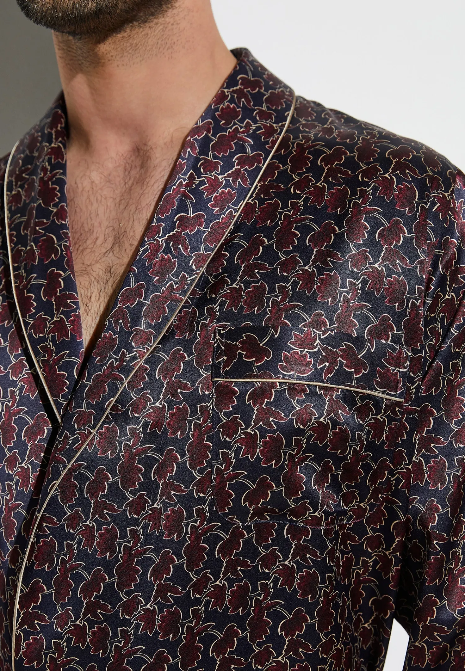 Silk Nightwear|Peignoirs-Zimmerli Silk NightwearRobe de chambre longue - leaves