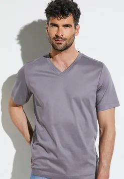Supreme Green Cotton|T-Shirts-Zimmerli Supreme Green CottonT-Shirt à manches courtes col en V - grey