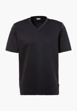 Supreme Green Cotton|T-Shirts-Zimmerli Supreme Green CottonT-Shirt à manches courtes col en V - navy
